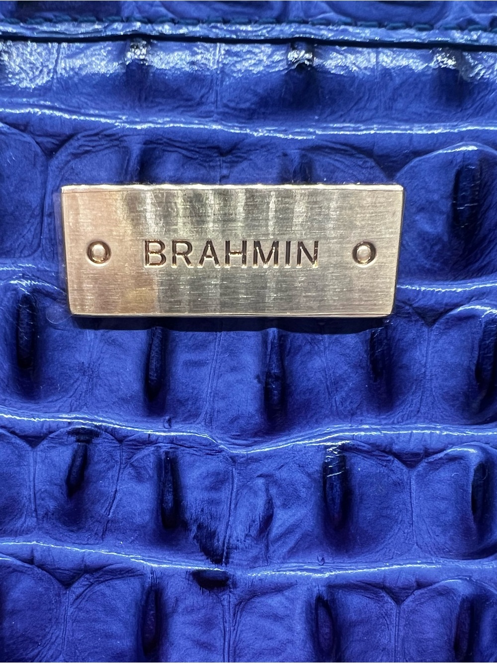 EXCELLENT CONDITION Brahmin Astral Blue Embossed Animal Print Satchel with Charm - Picture 3 of 10
